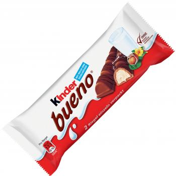 Kinder Bueno Waffel-Riegeln mit Füllung aus feiner Milch-Haselnuss-Creme und Übe